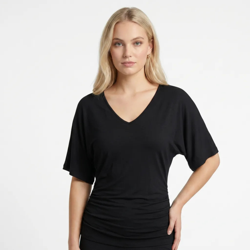 Leah Draped V-Neck Top