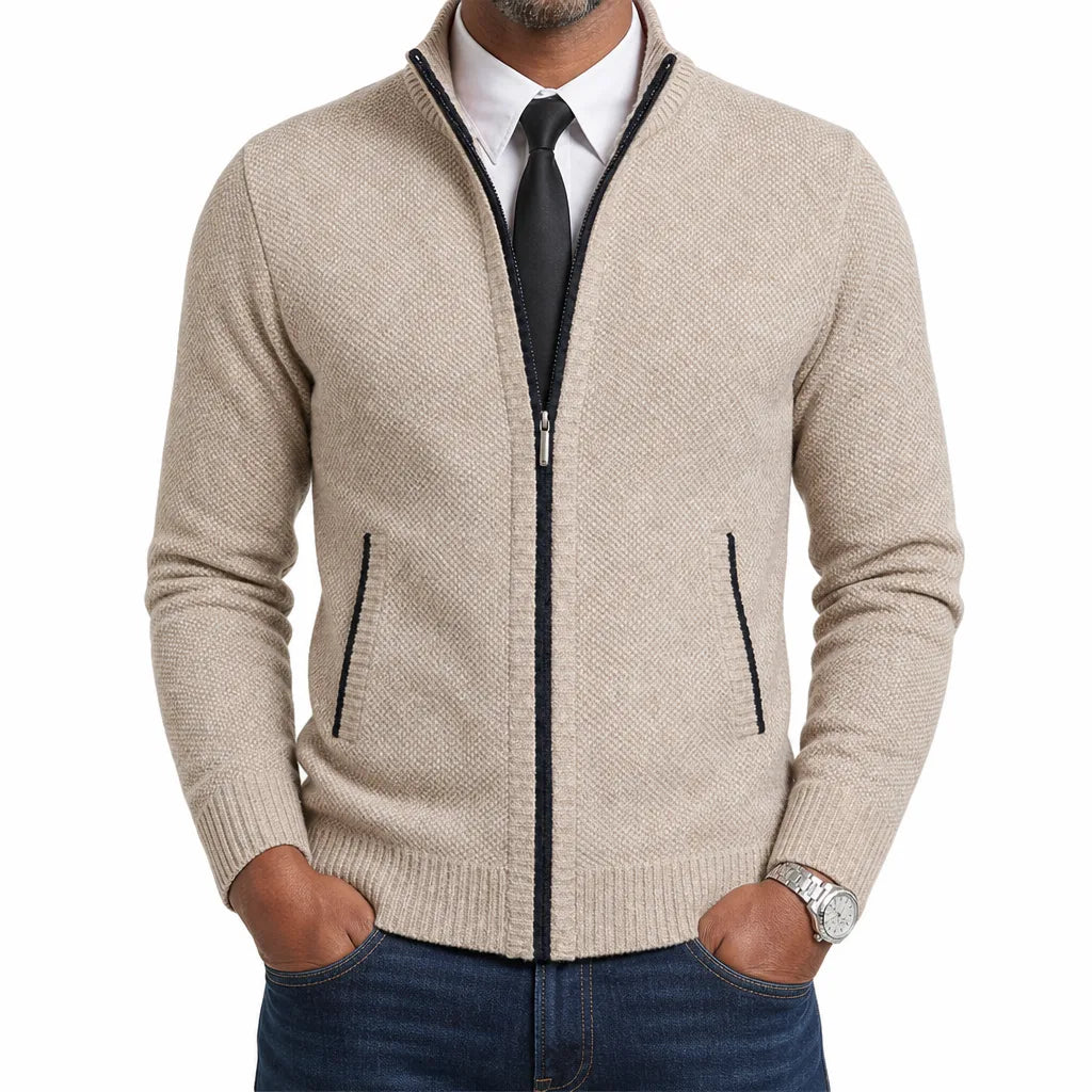 Leland | Mens Fall Zip-Up Cardigan Knit Sweater