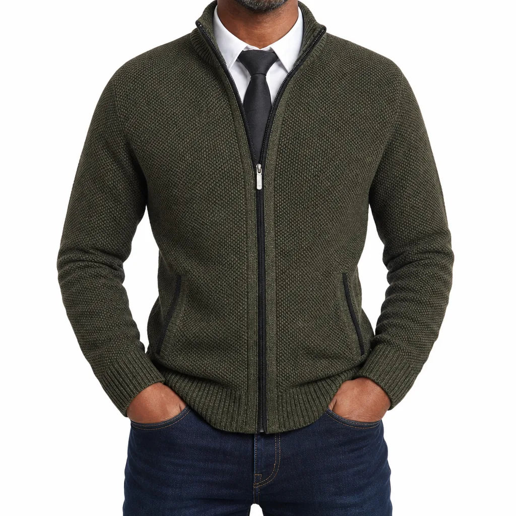 Leland | Mens Fall Zip-Up Cardigan Knit Sweater