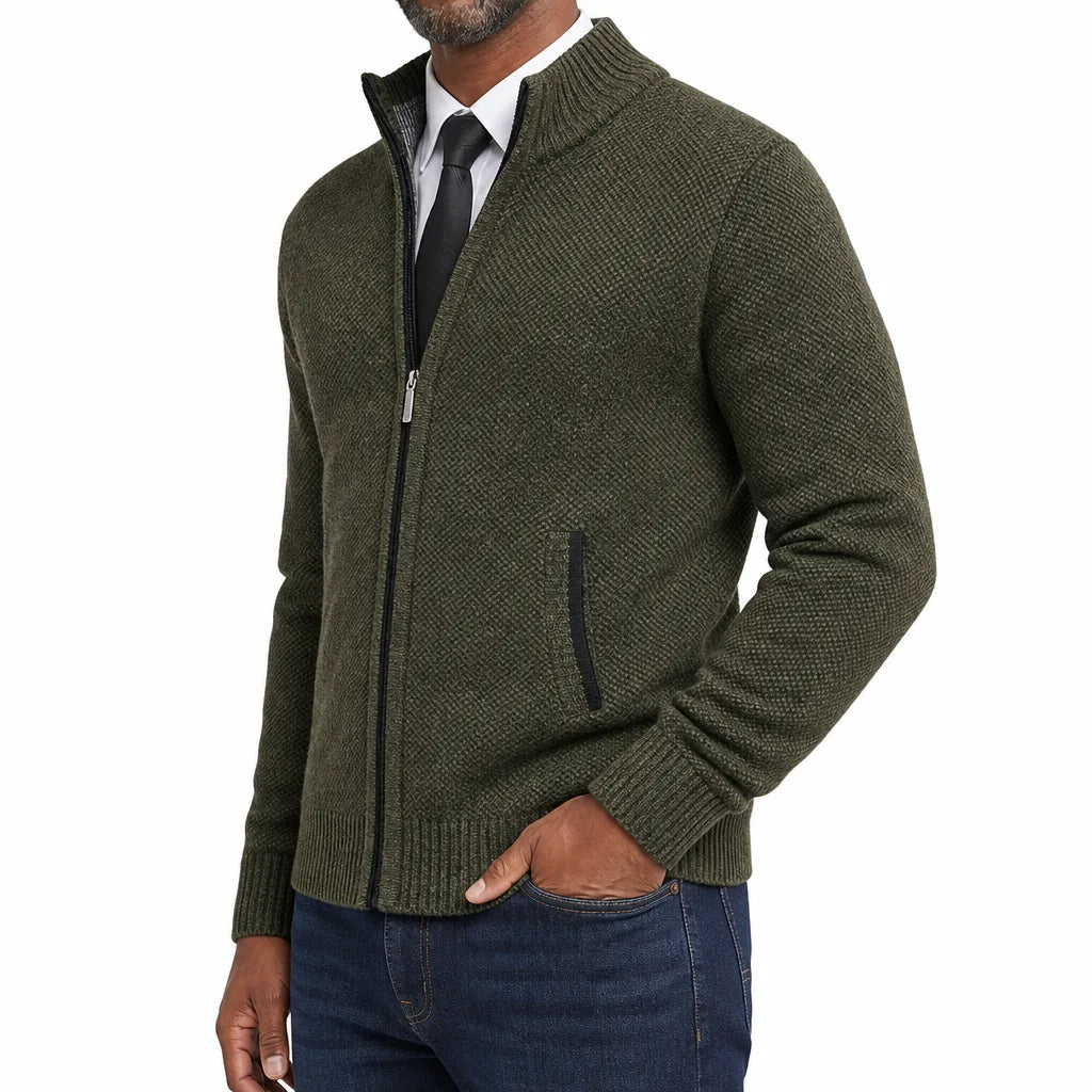 Leland | Mens Fall Zip-Up Cardigan Knit Sweater