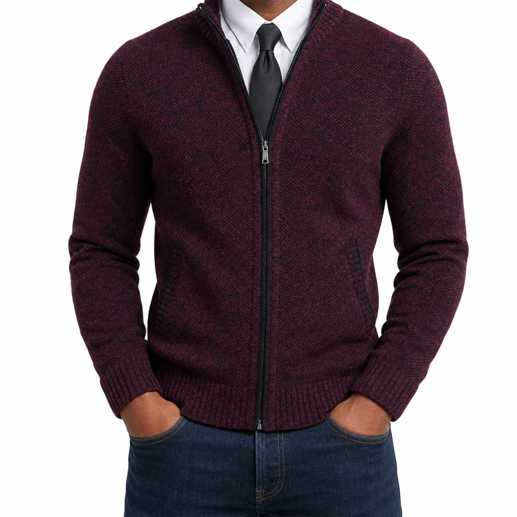 Leland | Mens Fall Zip-Up Cardigan Knit Sweater