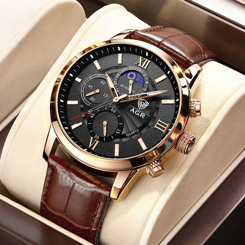 Premium Leren Quartz Horloge  - By Qivii