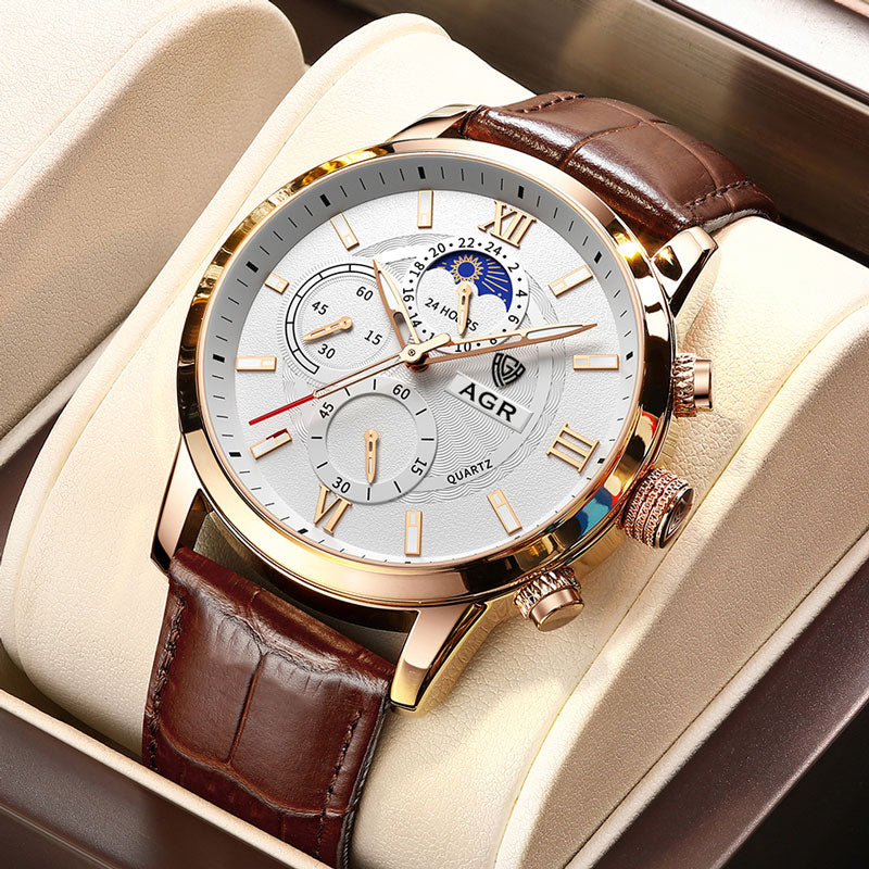 Premium Leren Quartz Horloge  - By Qivii