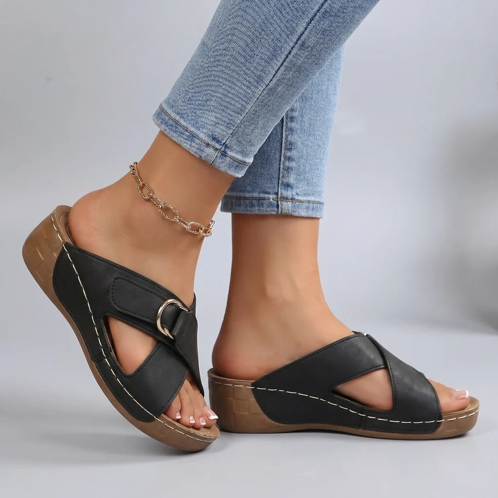 Lilian Cross-Strap Sandals