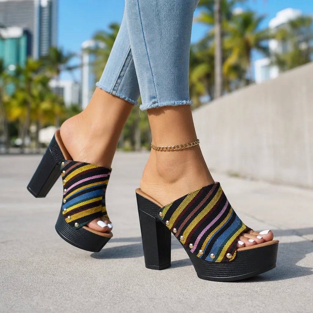 Lily Stud Platform Mules