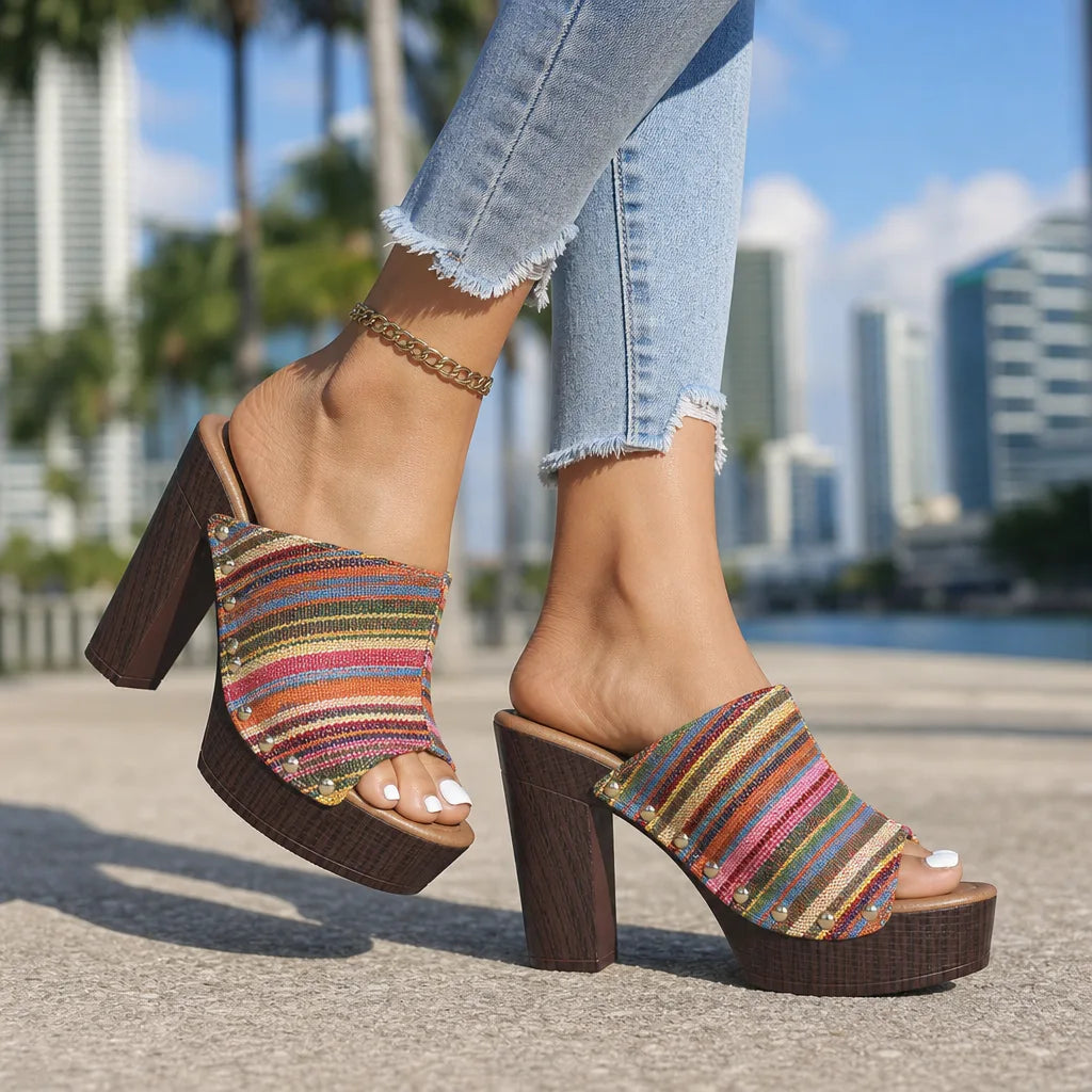 Lily Stud Platform Mules