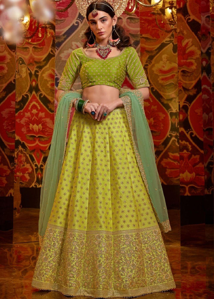 Liril Satin Silk Lehenga with Sequins and Zari work - qivii