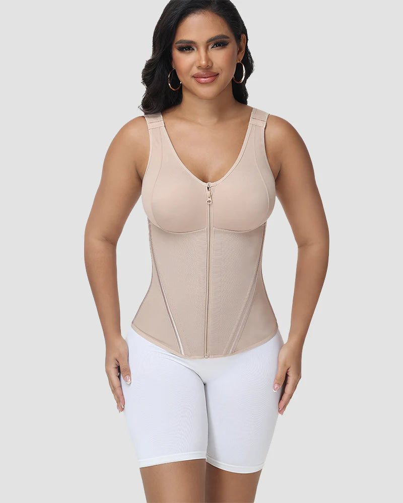Shapshe® Corset Vest with Padded Bra Front Zipper Waist Trainer