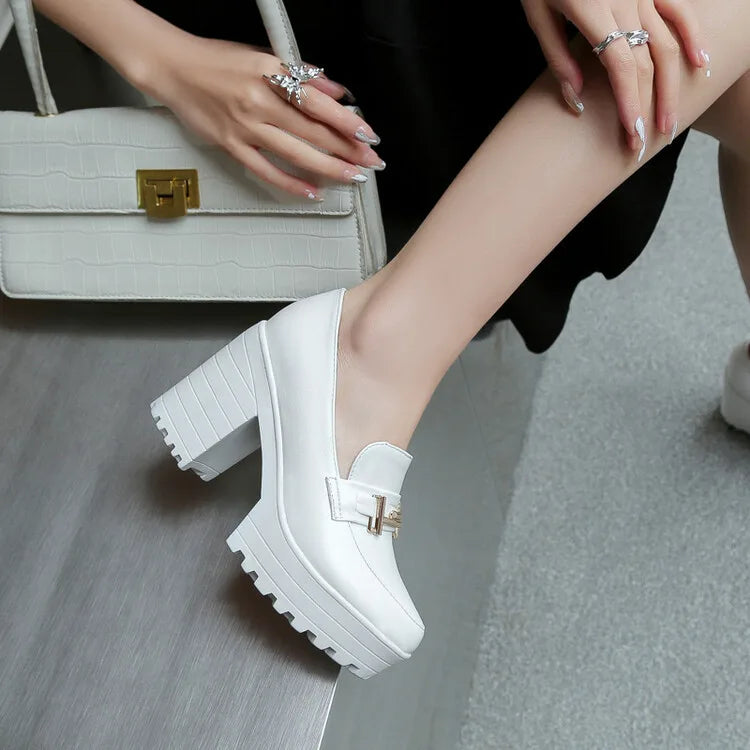 Lucian women's orthopedic platform heels by Qivii, stylish footwear for women with supportive, multi-strap design and chunky heel.