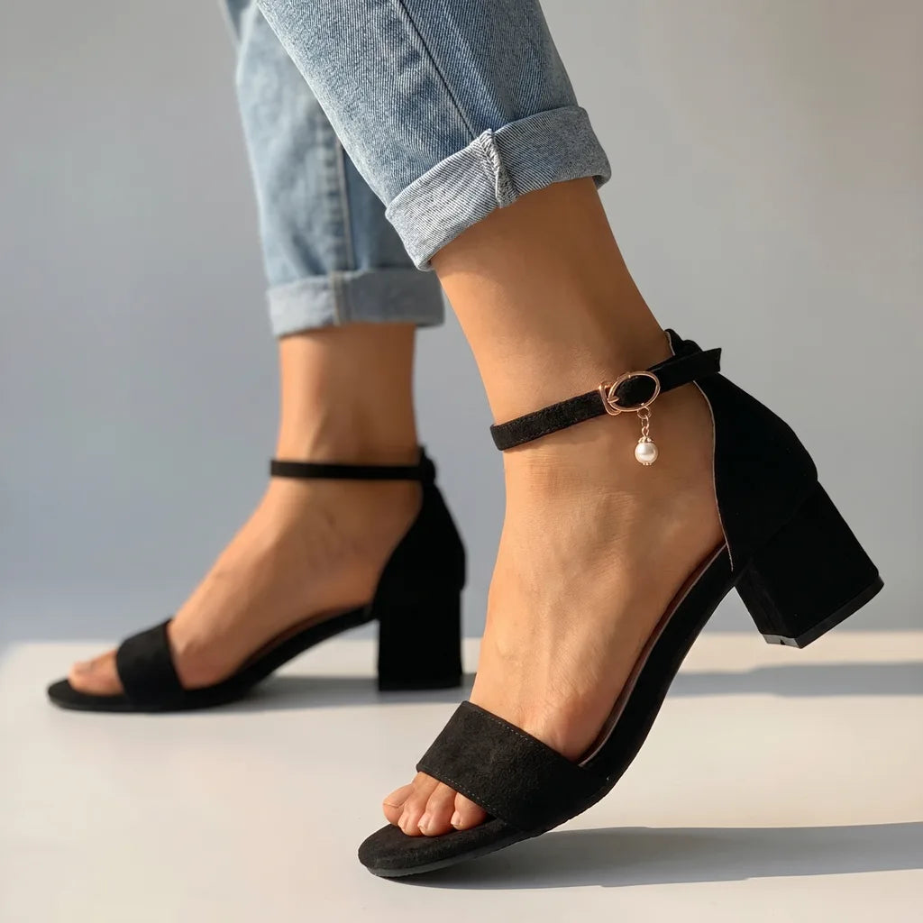 Lydia Chunky Ankle Strap Heels