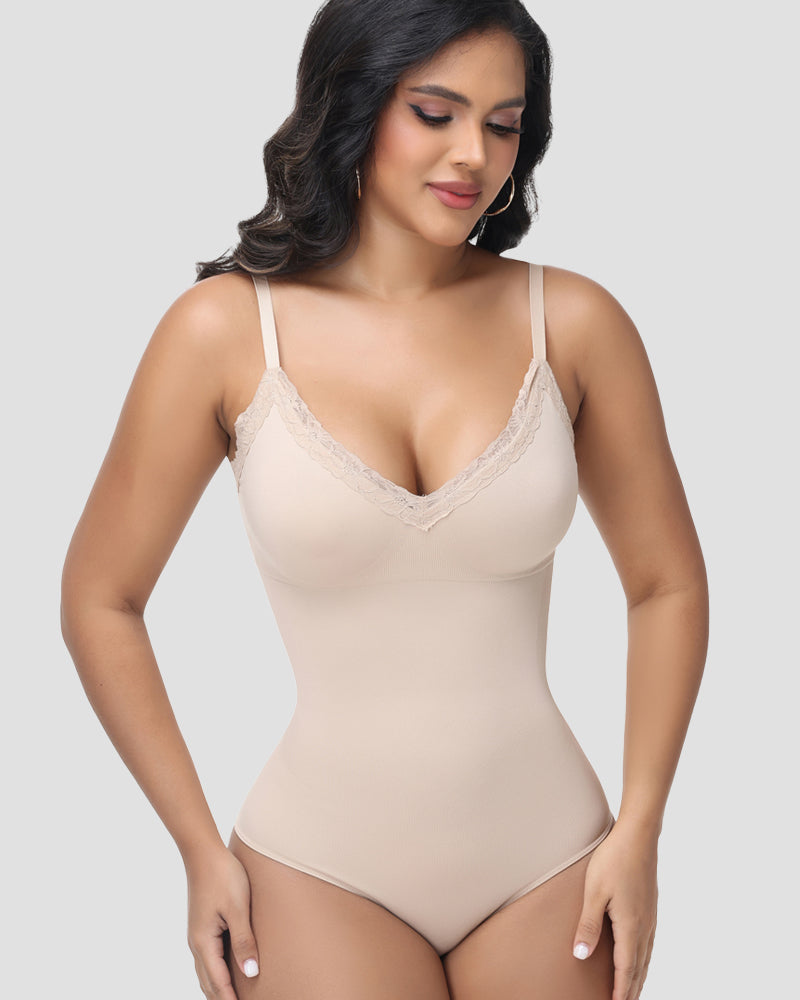 Shapshe® Lace Trimmed Seamless Hip Lift Shapewear Bodysuit