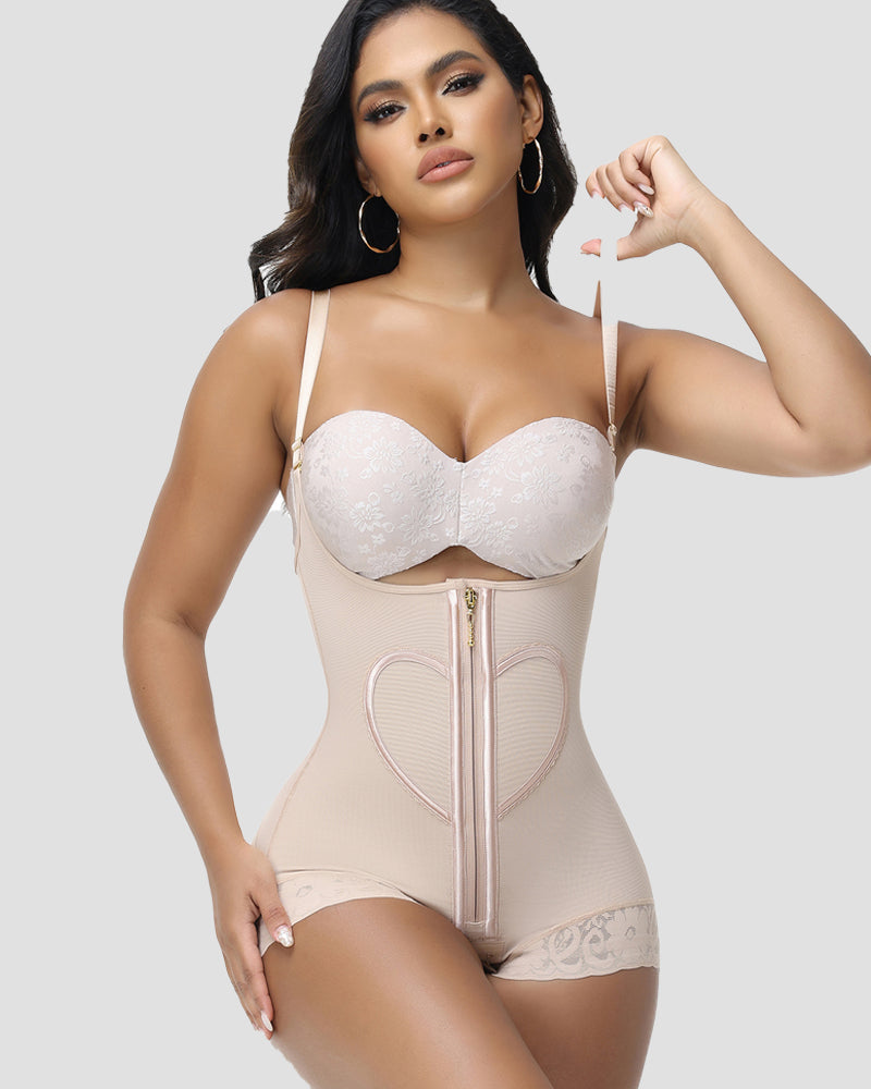 Shapshe® Heart Pattern Zipper Briefs Shapewear Bodysuit (Pre-Sale)
