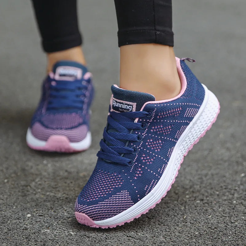 Blue Mabry women's orthopedic walking shoes by Hudson Ridge, featuring supportive sneakers designed for comfortable walking.