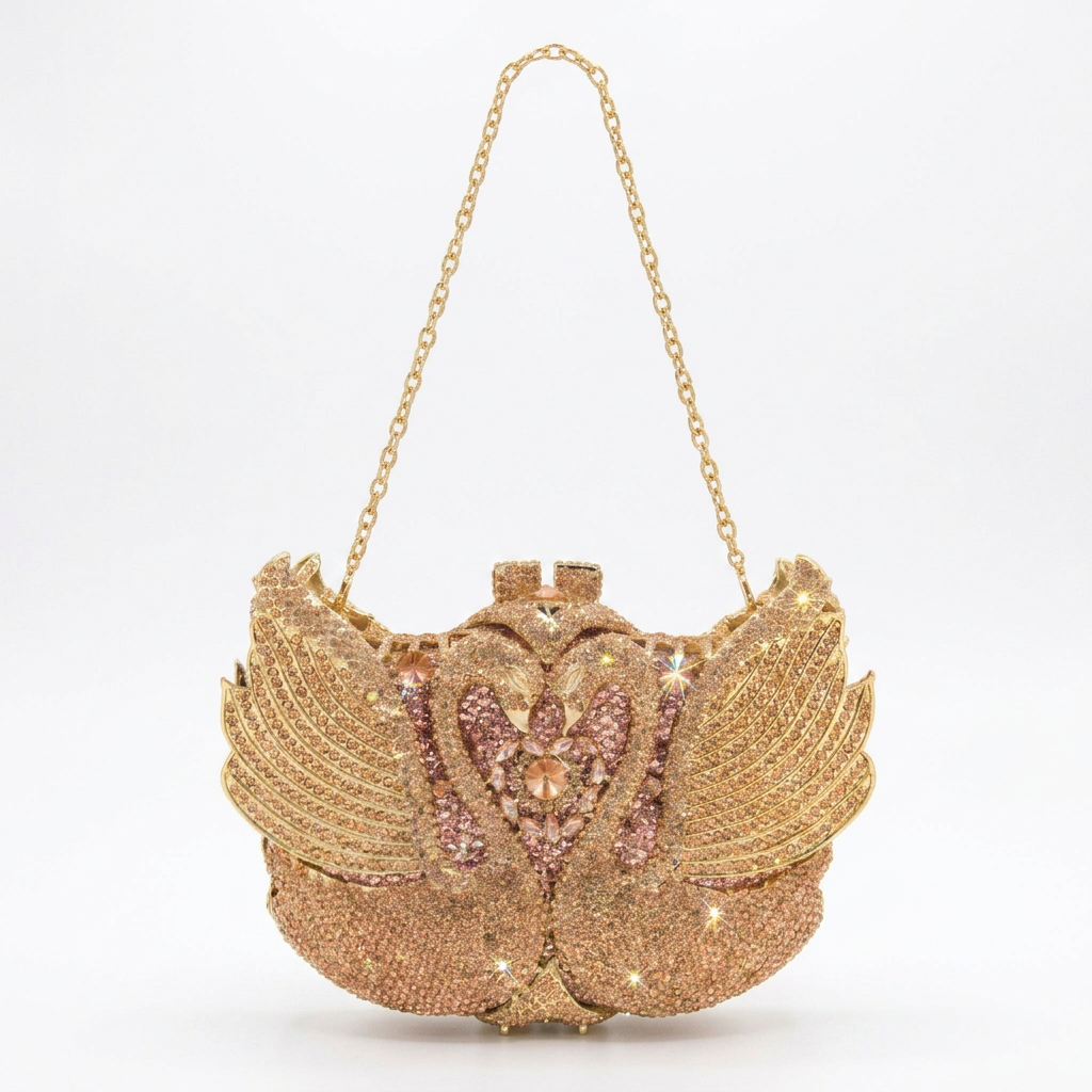 Midnight Swan Crystal Clutch  - By Qivii