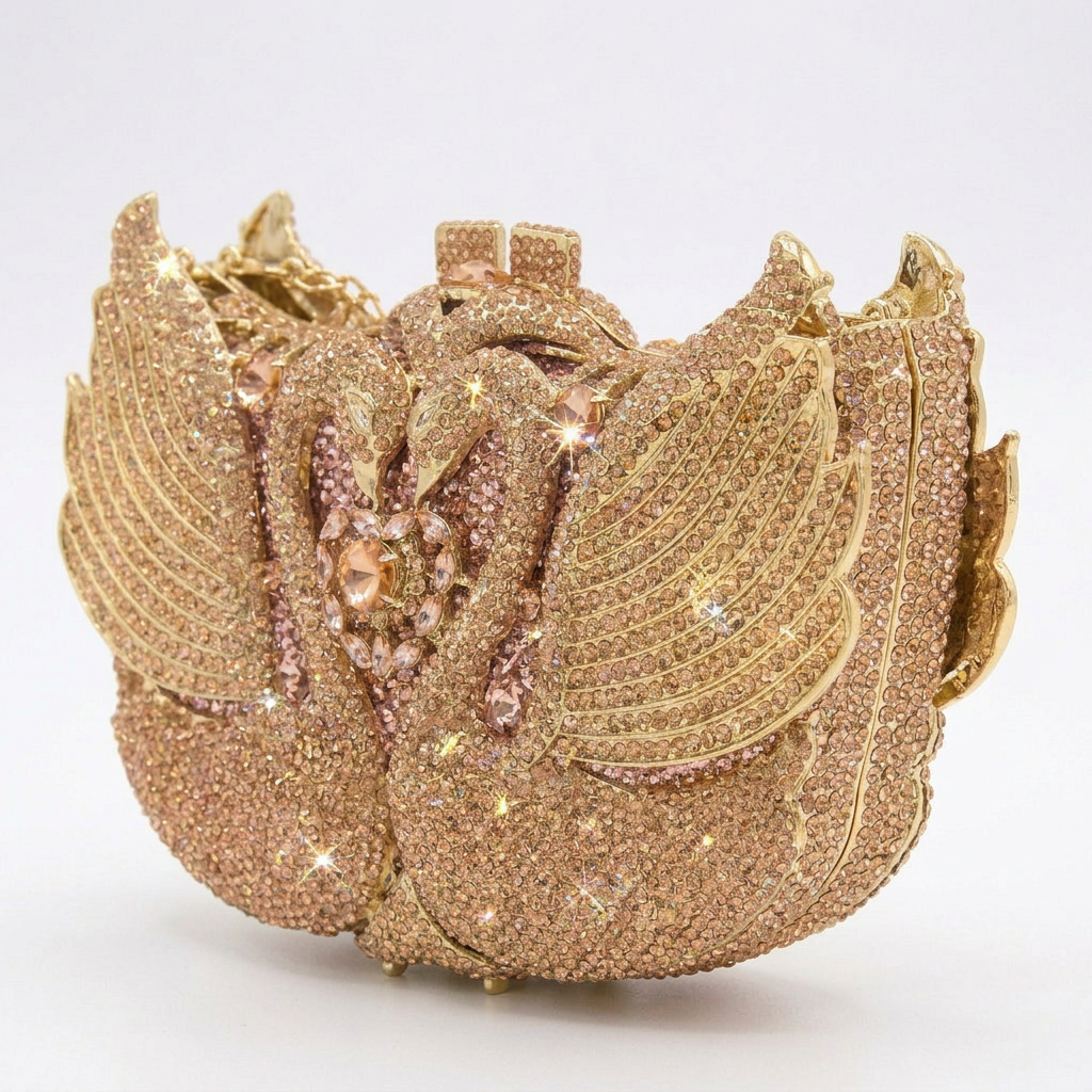 Midnight Swan Crystal Clutch  - By Qivii