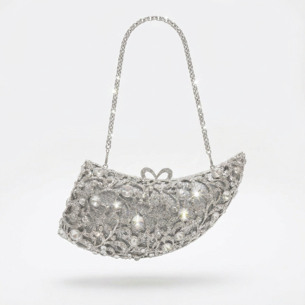 Moonbeam Crescent Crystal Clutch  - By Qivii