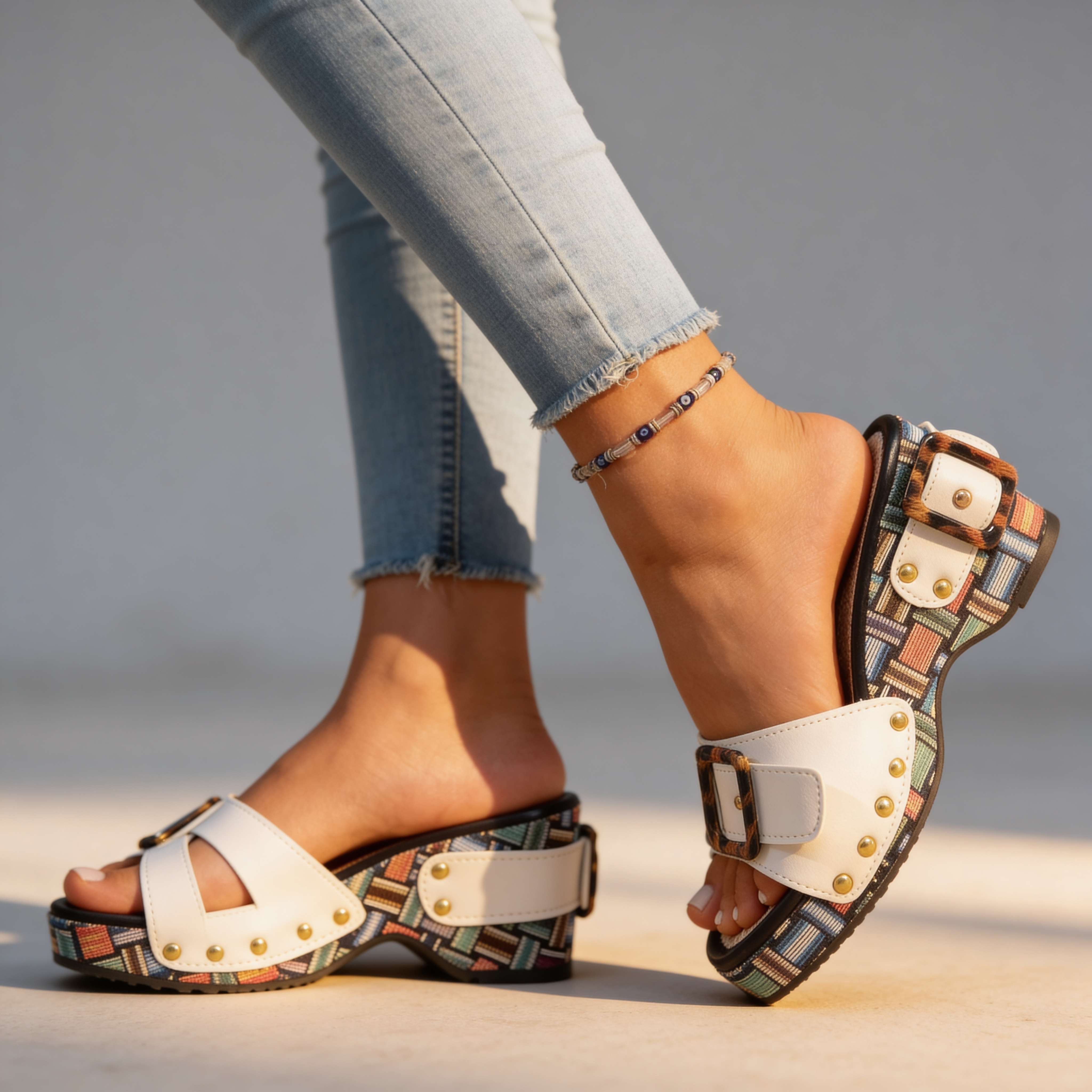Evelina Buckle Slides