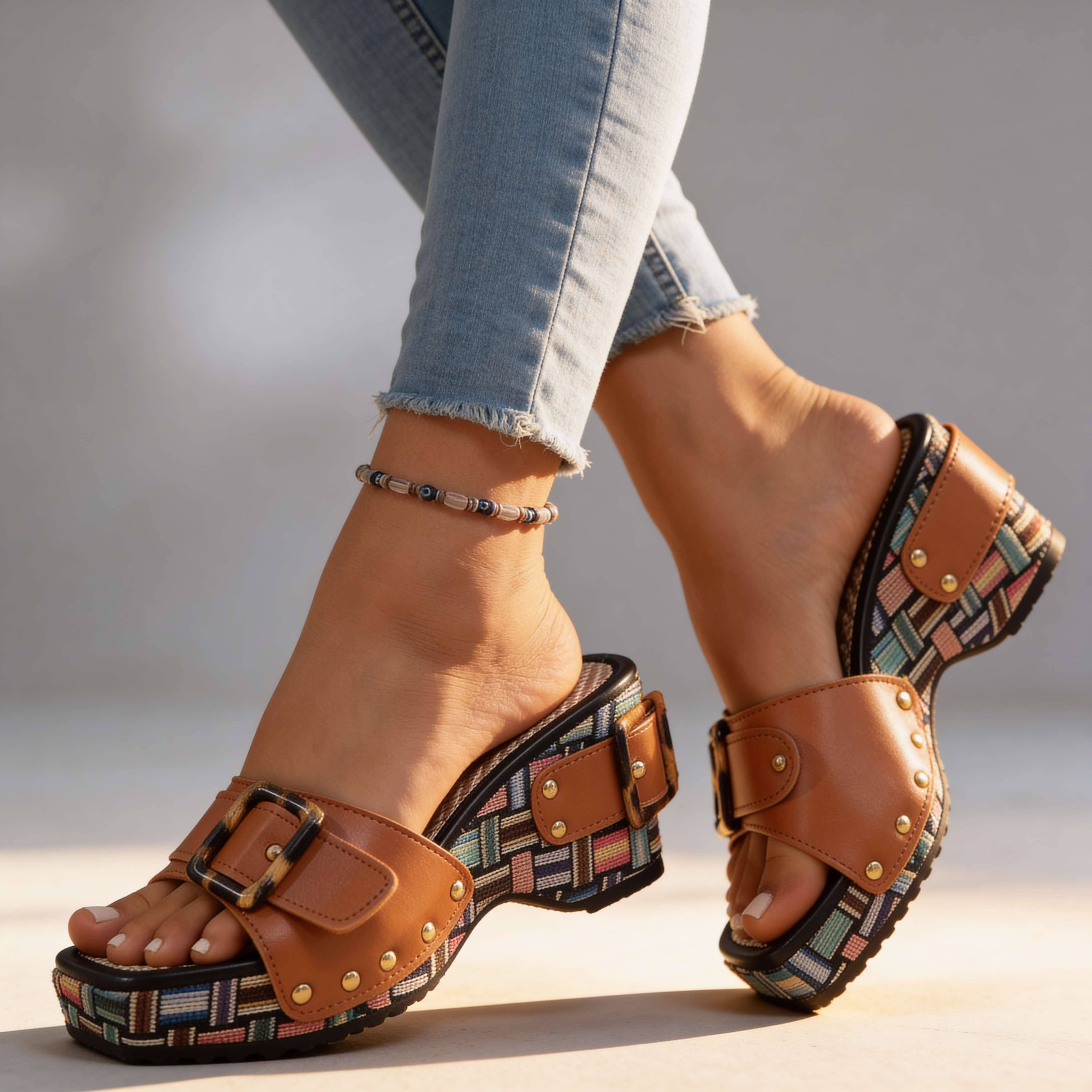 Evelina Buckle Slides