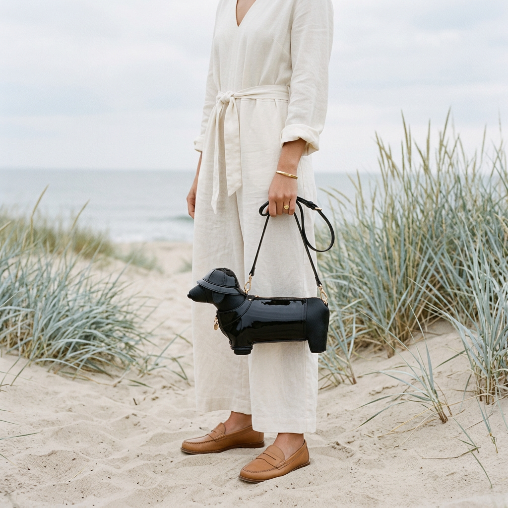 Dachshund Safari Bag in Vegan Leather  - By Qivii