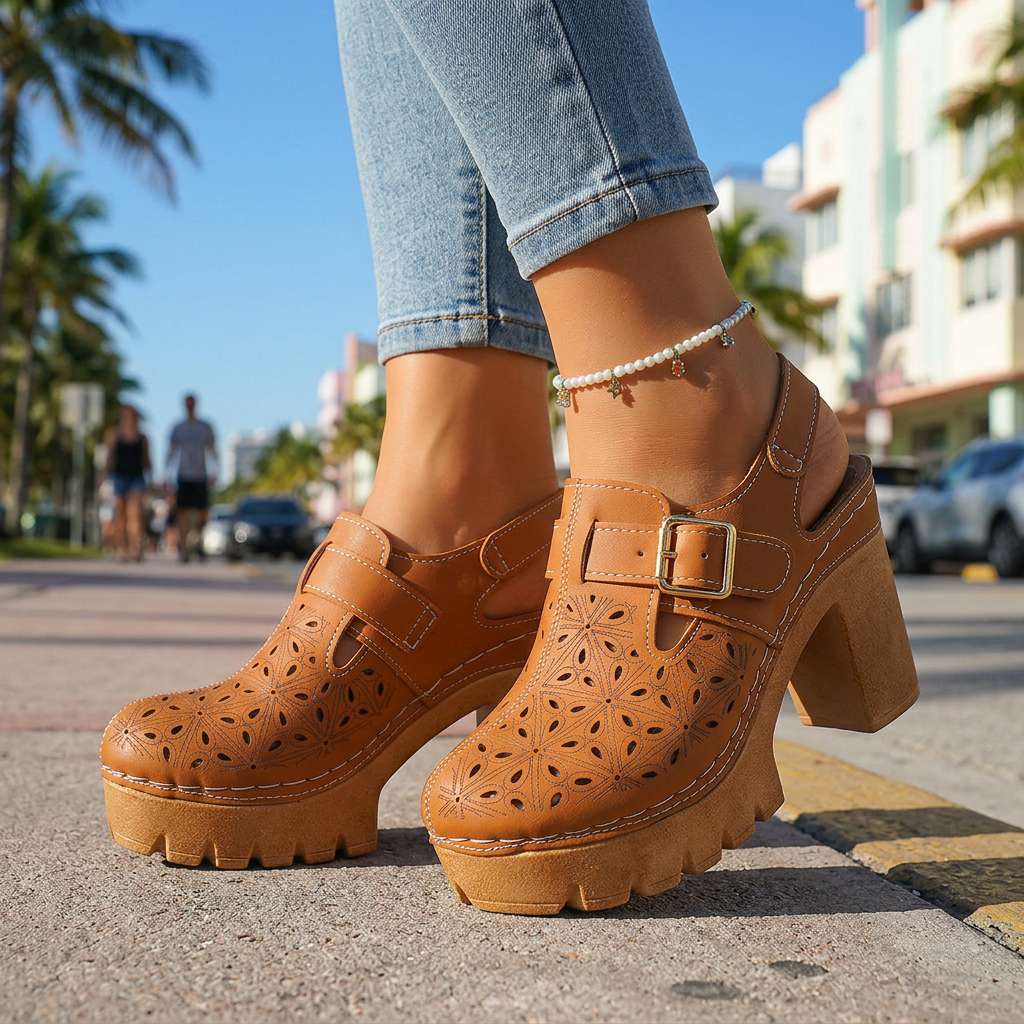Adeline Platform Buckle Clogs