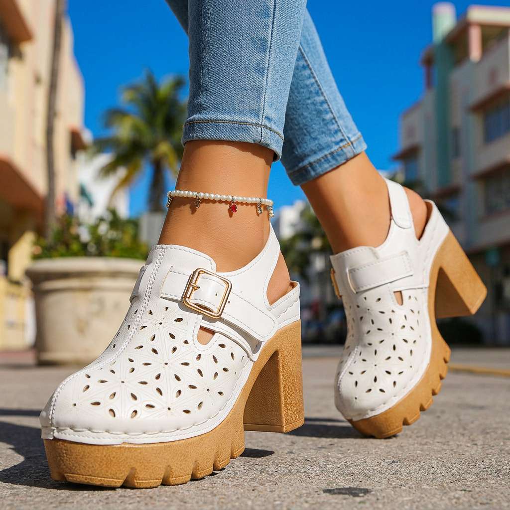 Adeline Platform Buckle Clogs