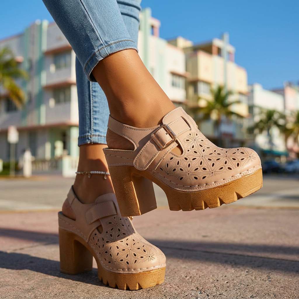 Adeline Platform Buckle Clogs