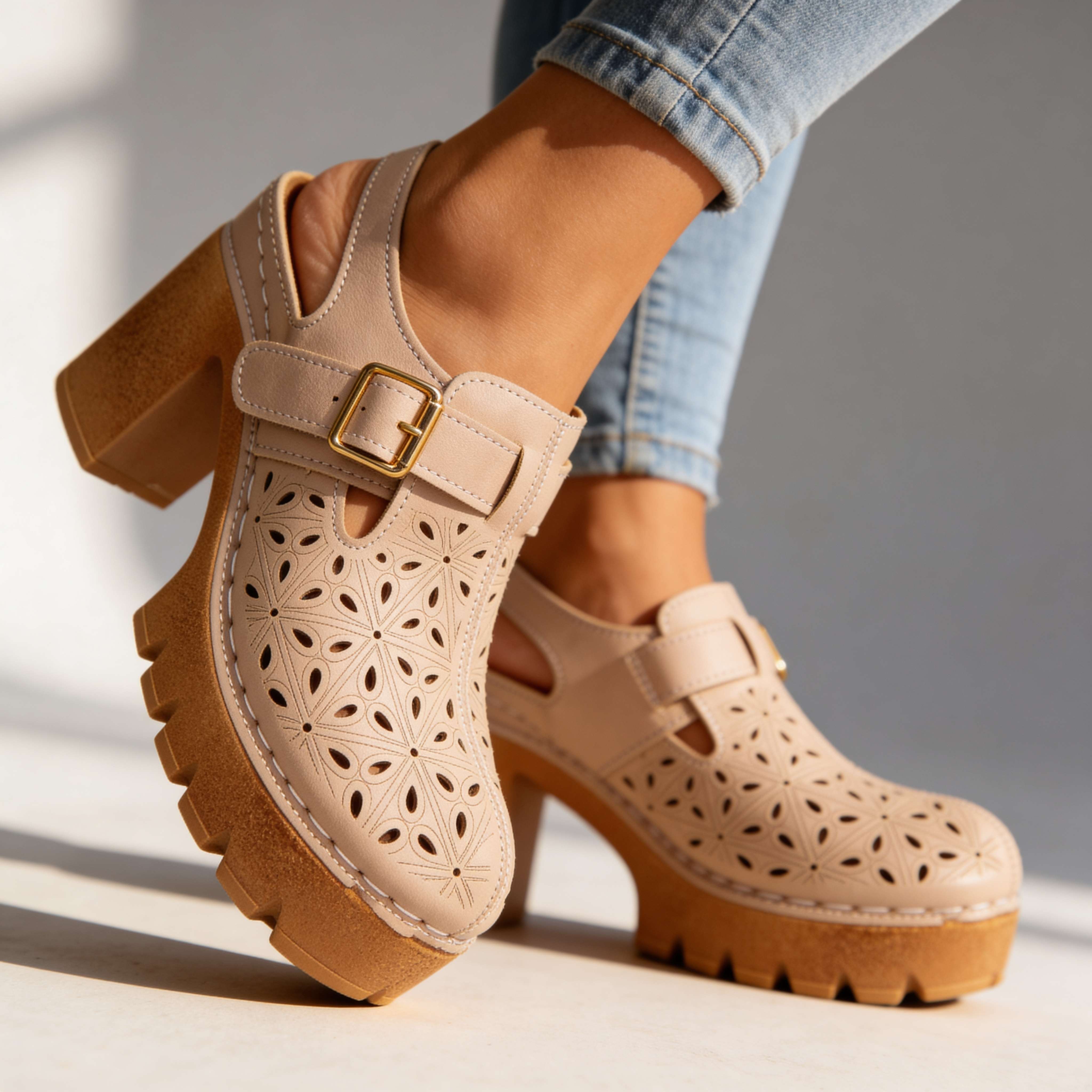 Adeline Platform Buckle Clogs