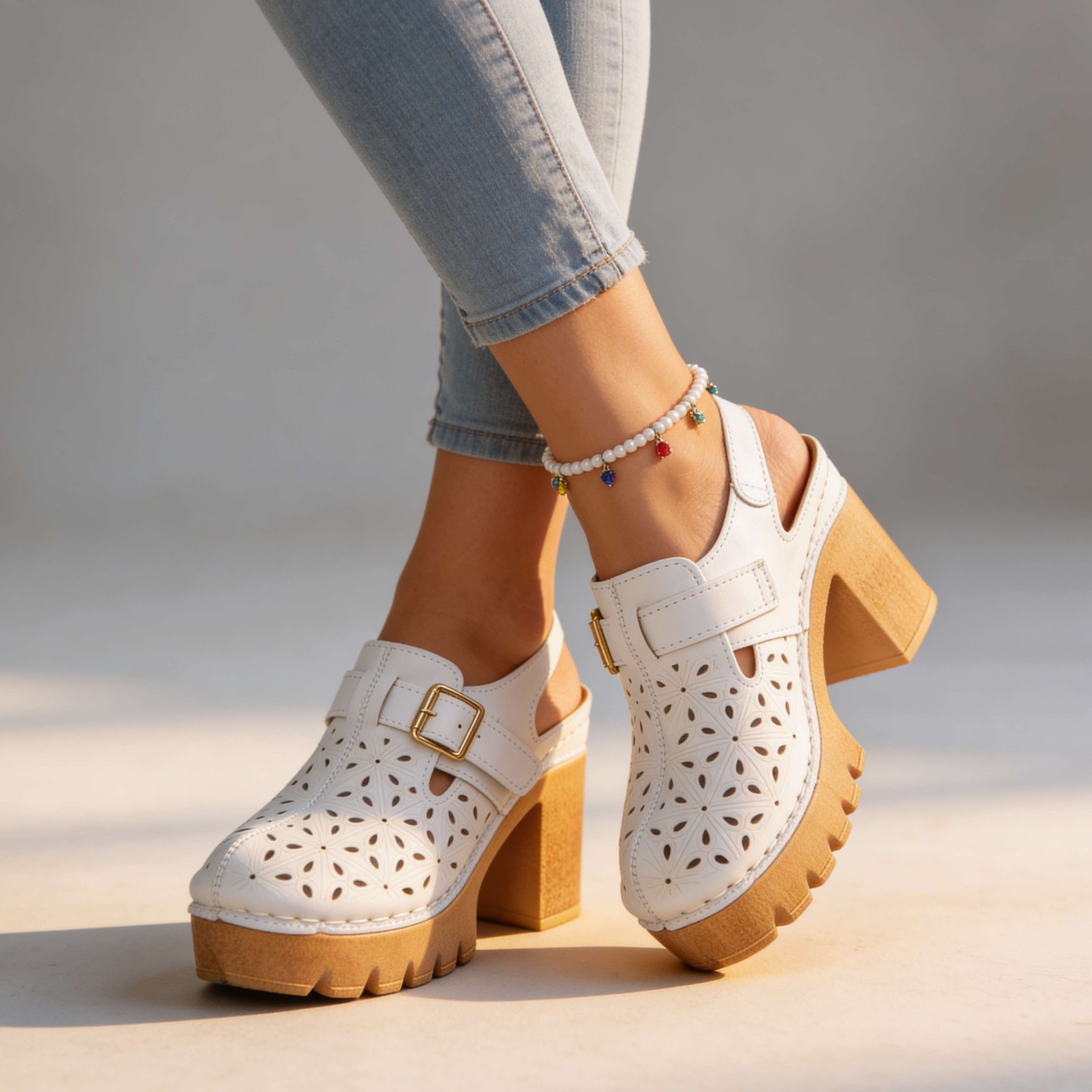 Adeline Platform Buckle Clogs