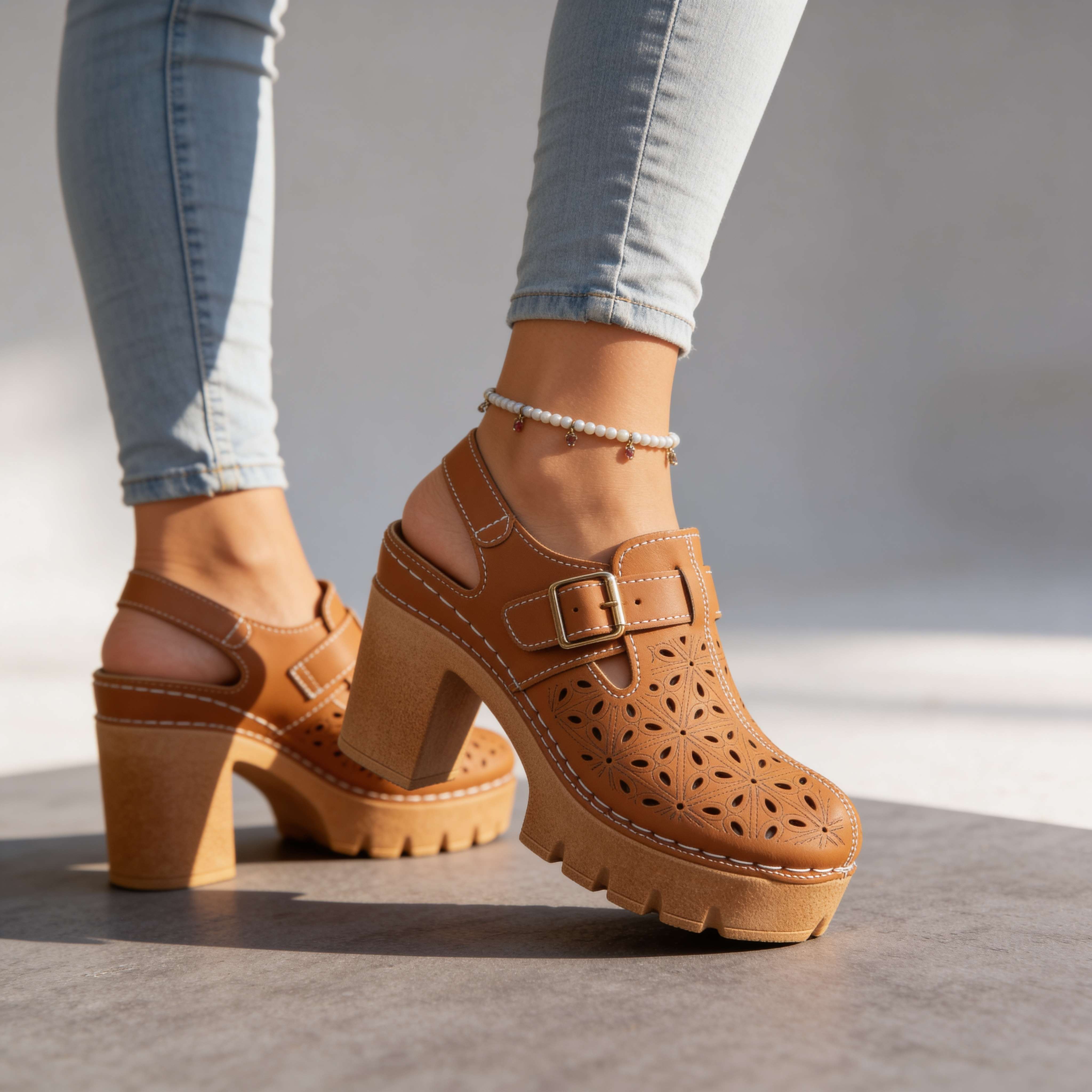 Adeline Platform Buckle Clogs