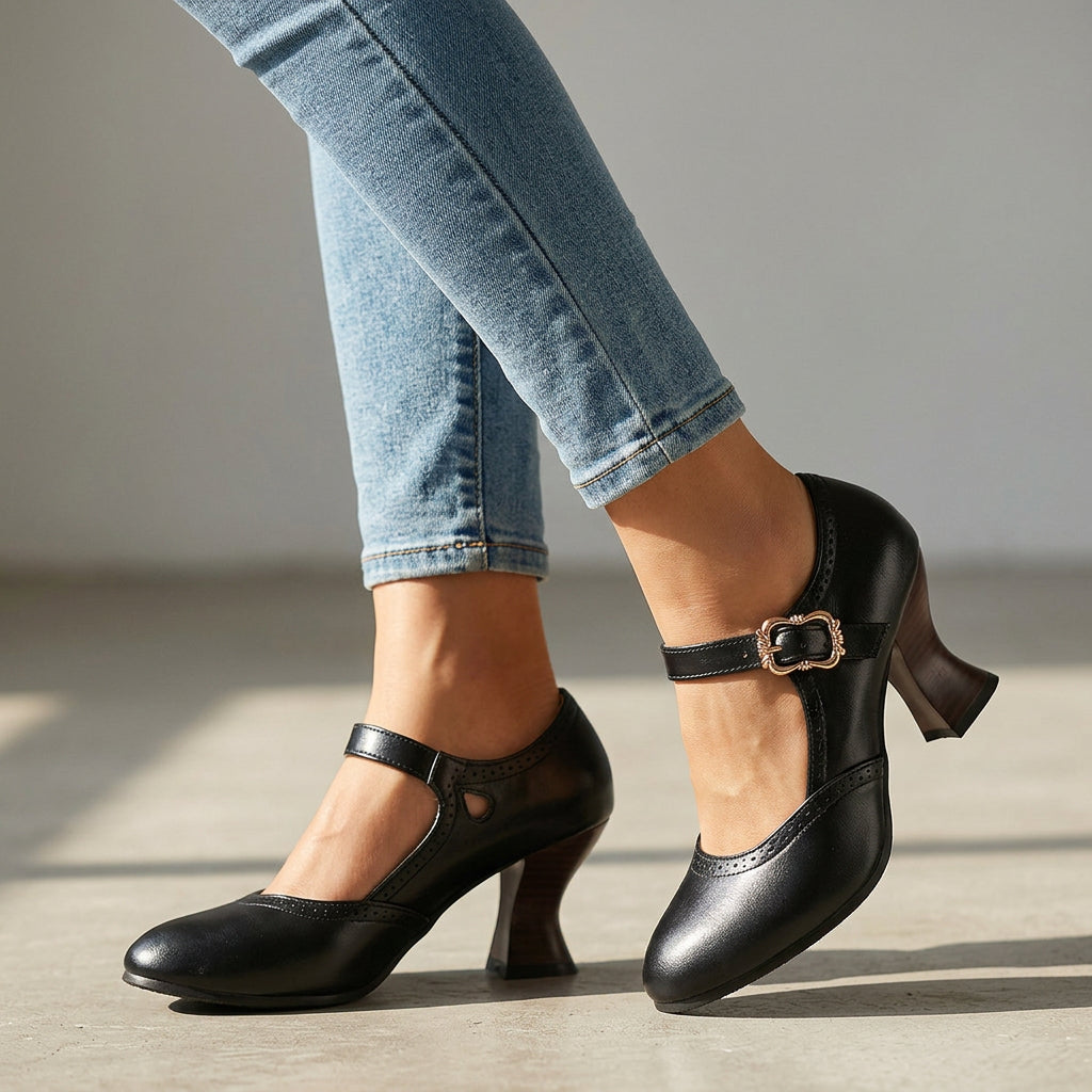 Leonia Brogue Buckle Loafers