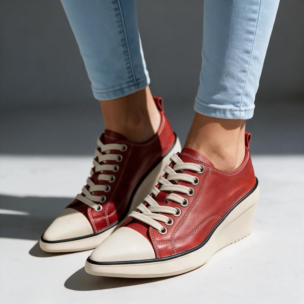 Hudson Ridge Skyla wedge sneakers for women with stylish design, close-up view showing textured fabric and wedge heel.