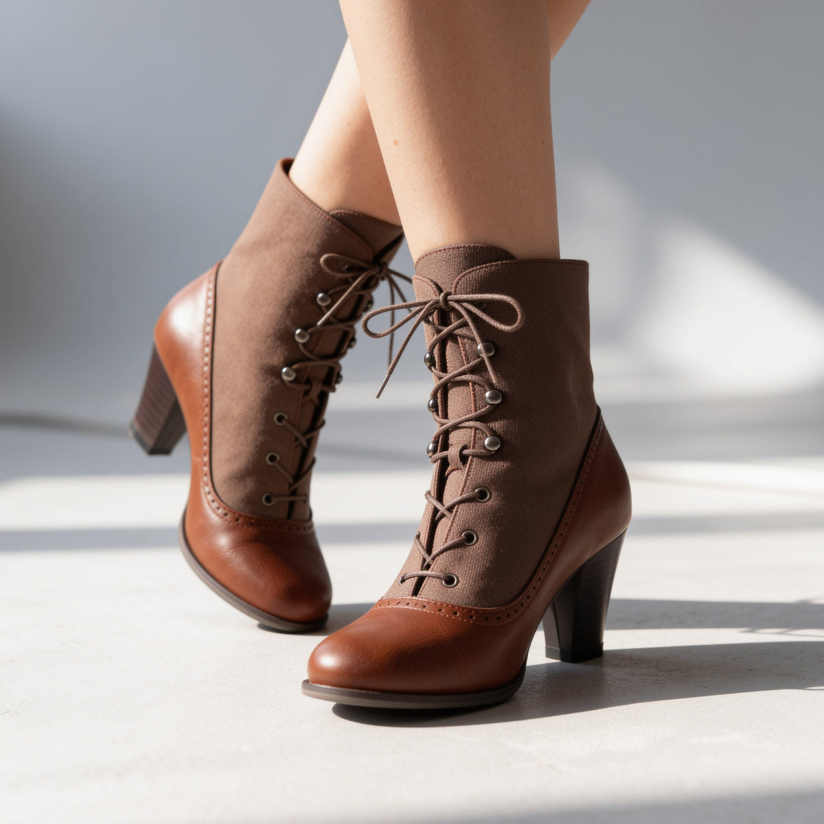 Close-up of Haley women's fall heeled boots by Hudson Ridge, featuring stylish design and textured leather material.