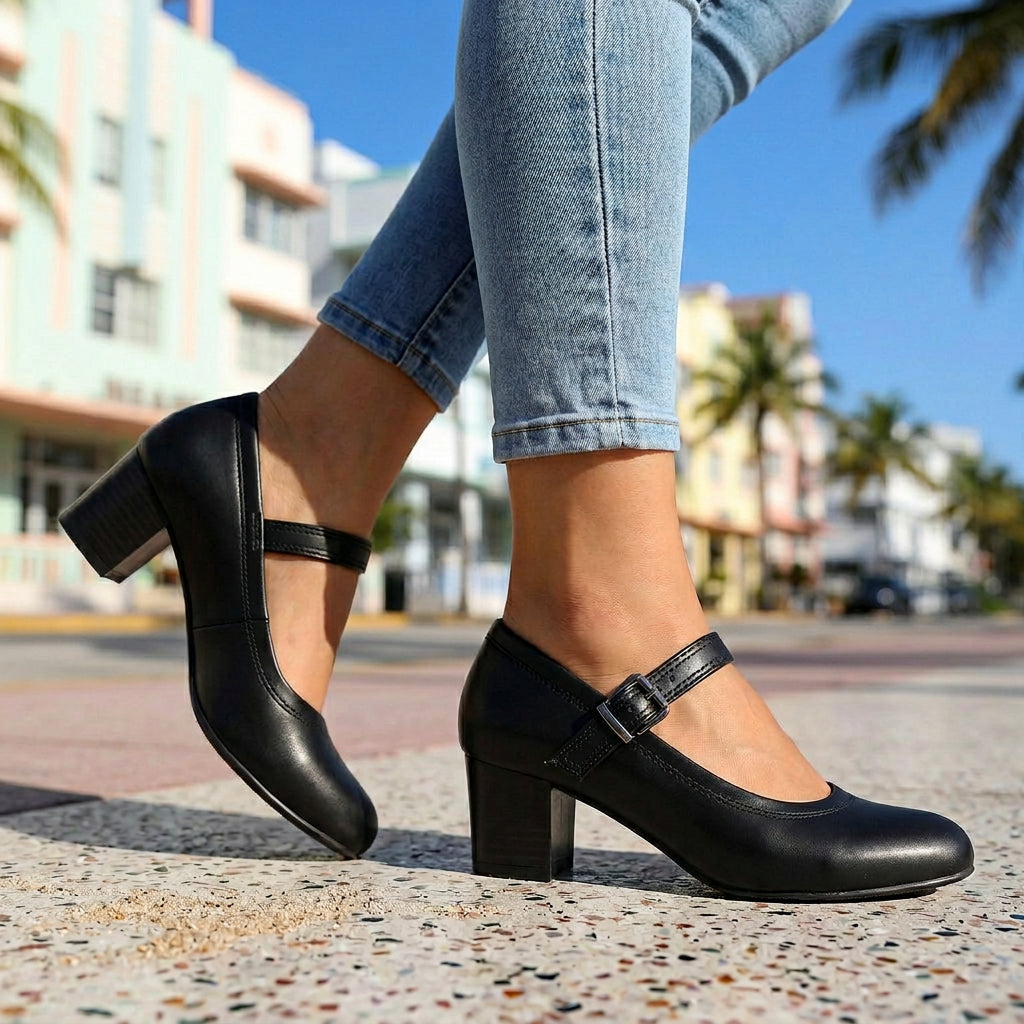 Bella Buckle Strap Pumps