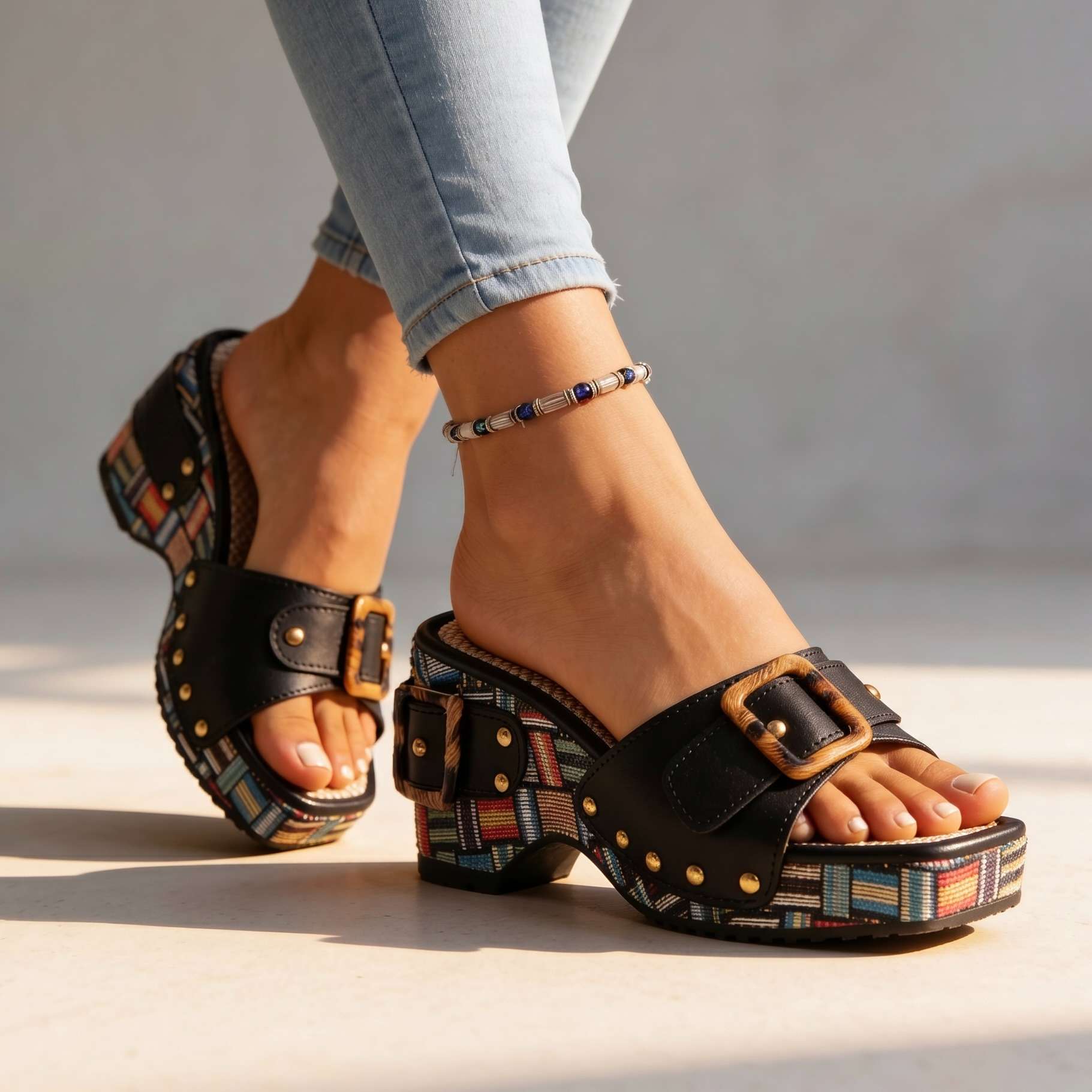 Evelina Buckle Slides