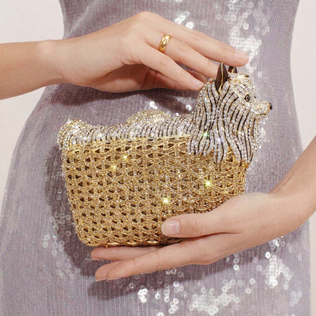 Golden Guardian Crystal Clutch  - By Qivii