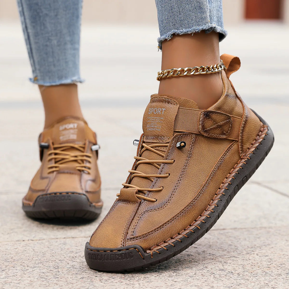 Brown Maizie women's orthopedic hiking sneakers by Qivii, showing supportive footwear designed for outdoor activities.