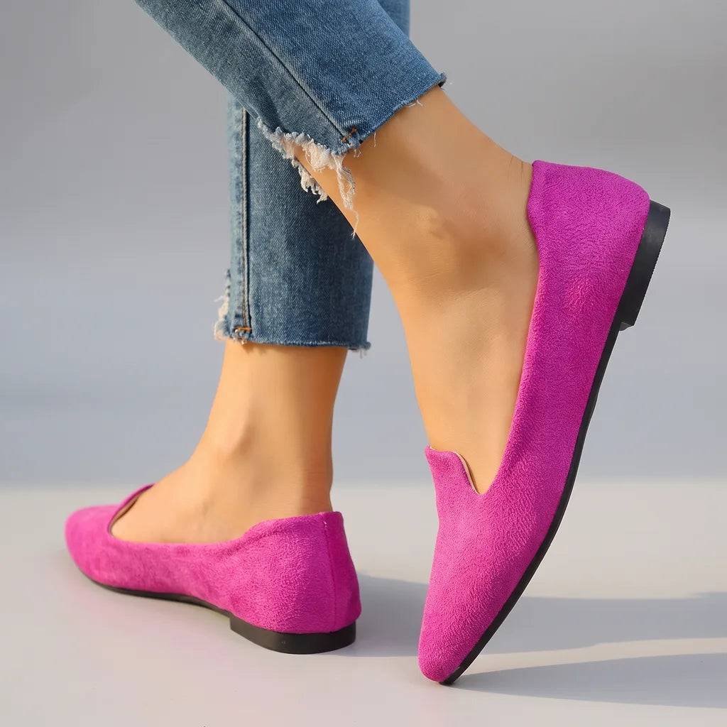 Pink Marlena women's ballet flats by Hudson Ridge, slip-on style, comfortable footwear for women, casual and stylish design.