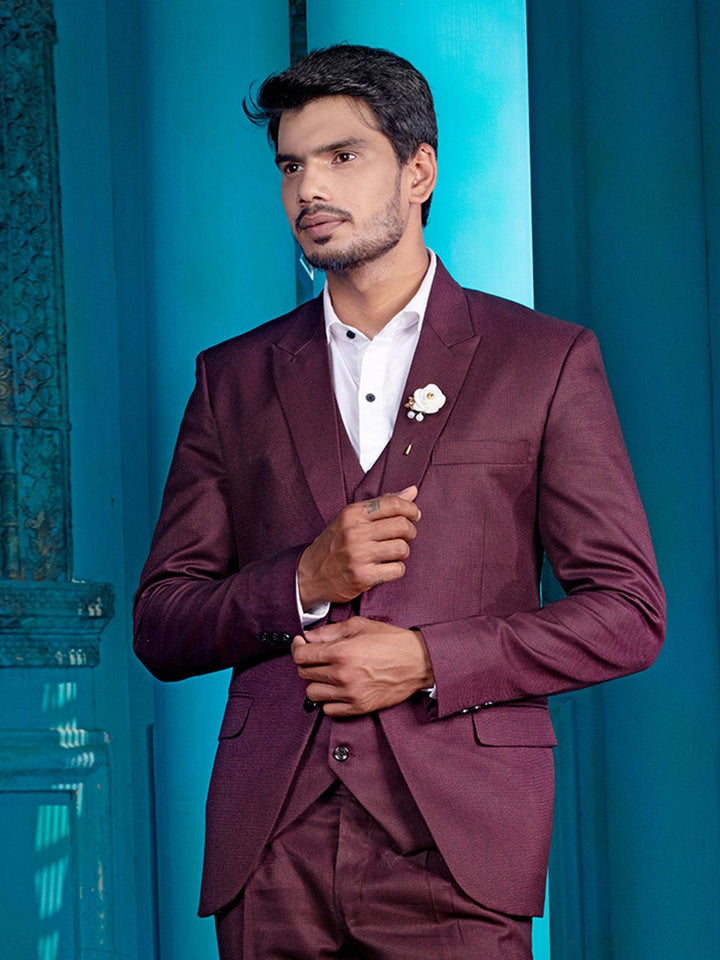 Marvelous Wine Color Men's Single Breasted Blazer