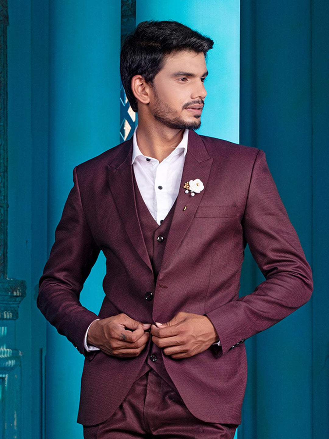 Marvelous Wine Color Men's Single Breasted Blazer