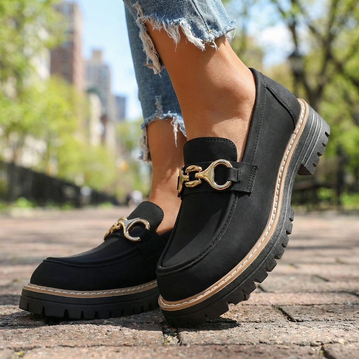 Mary Buckle Accent Loafers