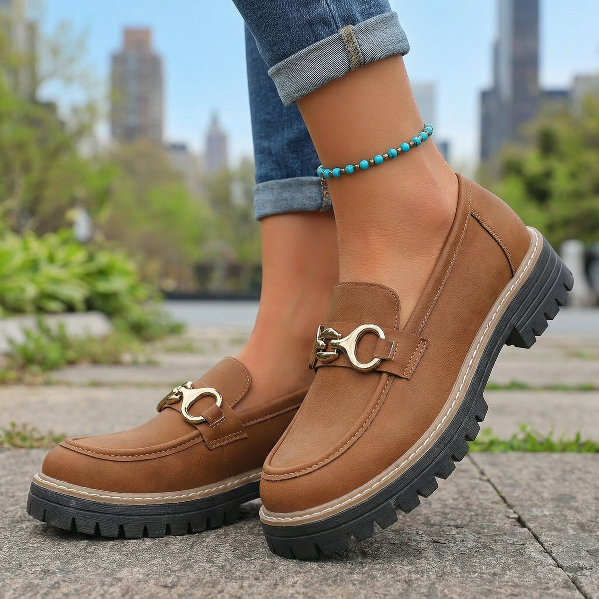 Mary Buckle Accent Loafers
