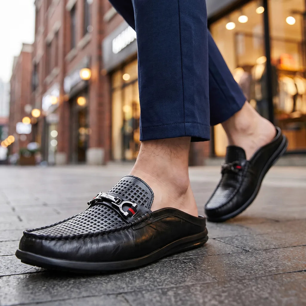 Men's Italian leather loafer from Hudson Ridge, matte finish, stylish men's footwear with classic slip-on design.