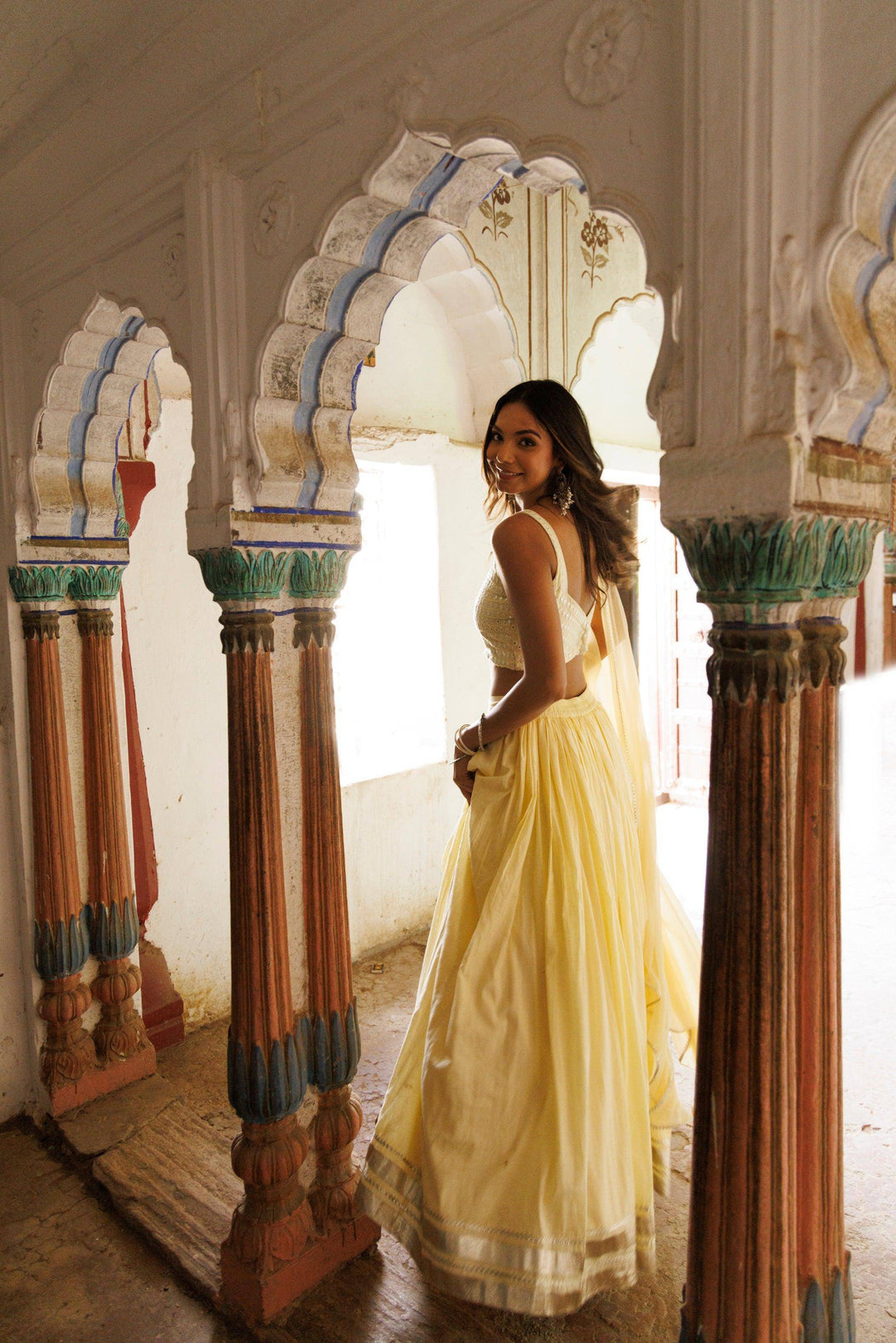 Mellow Yellow Embroidered Lehenga Set - qivii