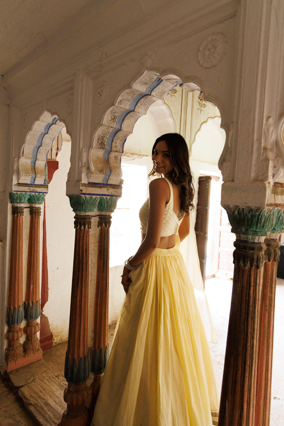 Mellow Yellow Embroidered Lehenga Set - qivii