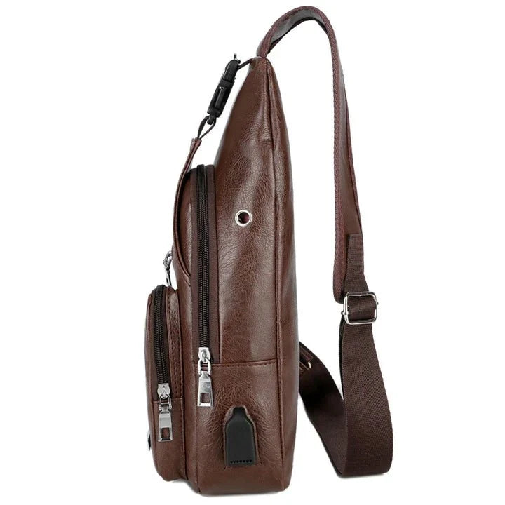 Men's Classic Leather Shoulder Bag  - By Qivii