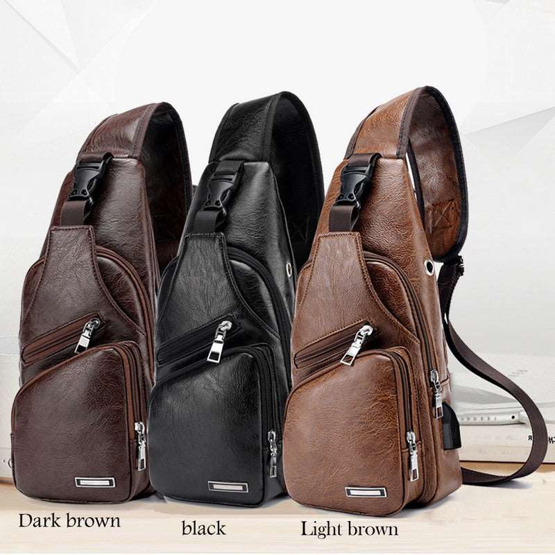 Men's Classic Leather Shoulder Bag  - By Qivii