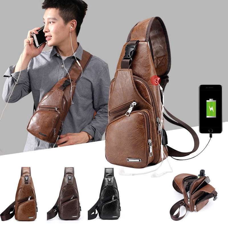 Men's Classic Leather Shoulder Bag  - By Qivii
