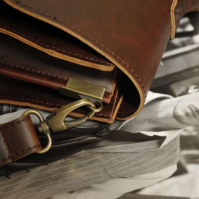 Men's Classic Synthetic Leather Briefcase  - By Qivii