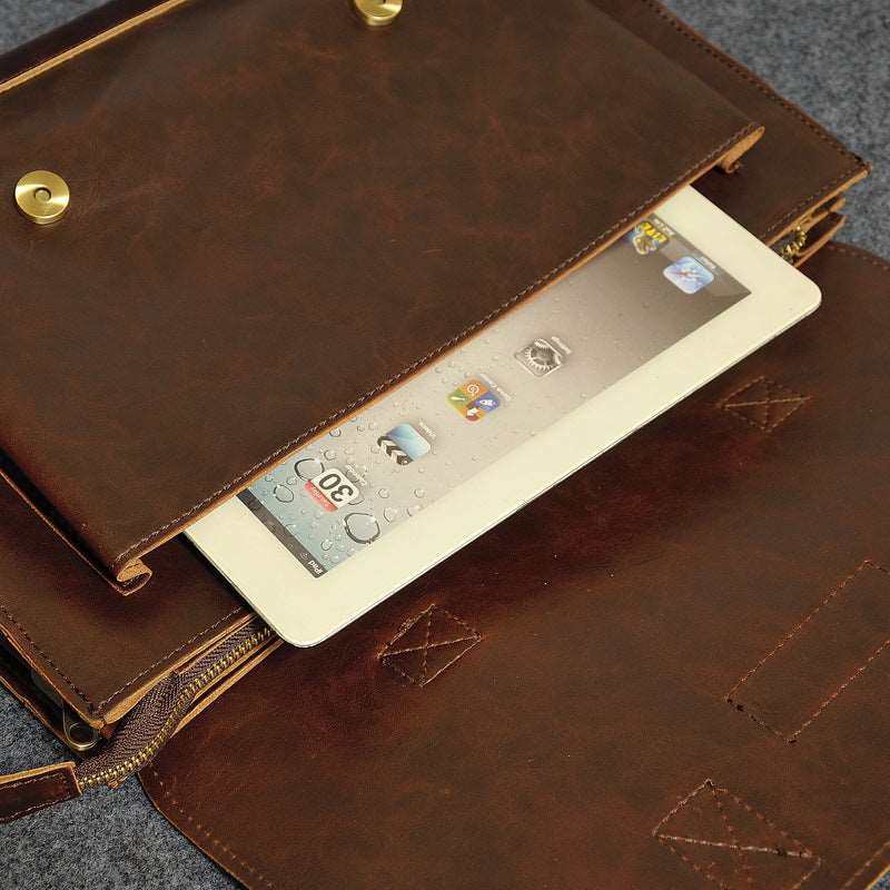 Men's Classic Synthetic Leather Briefcase  - By Qivii