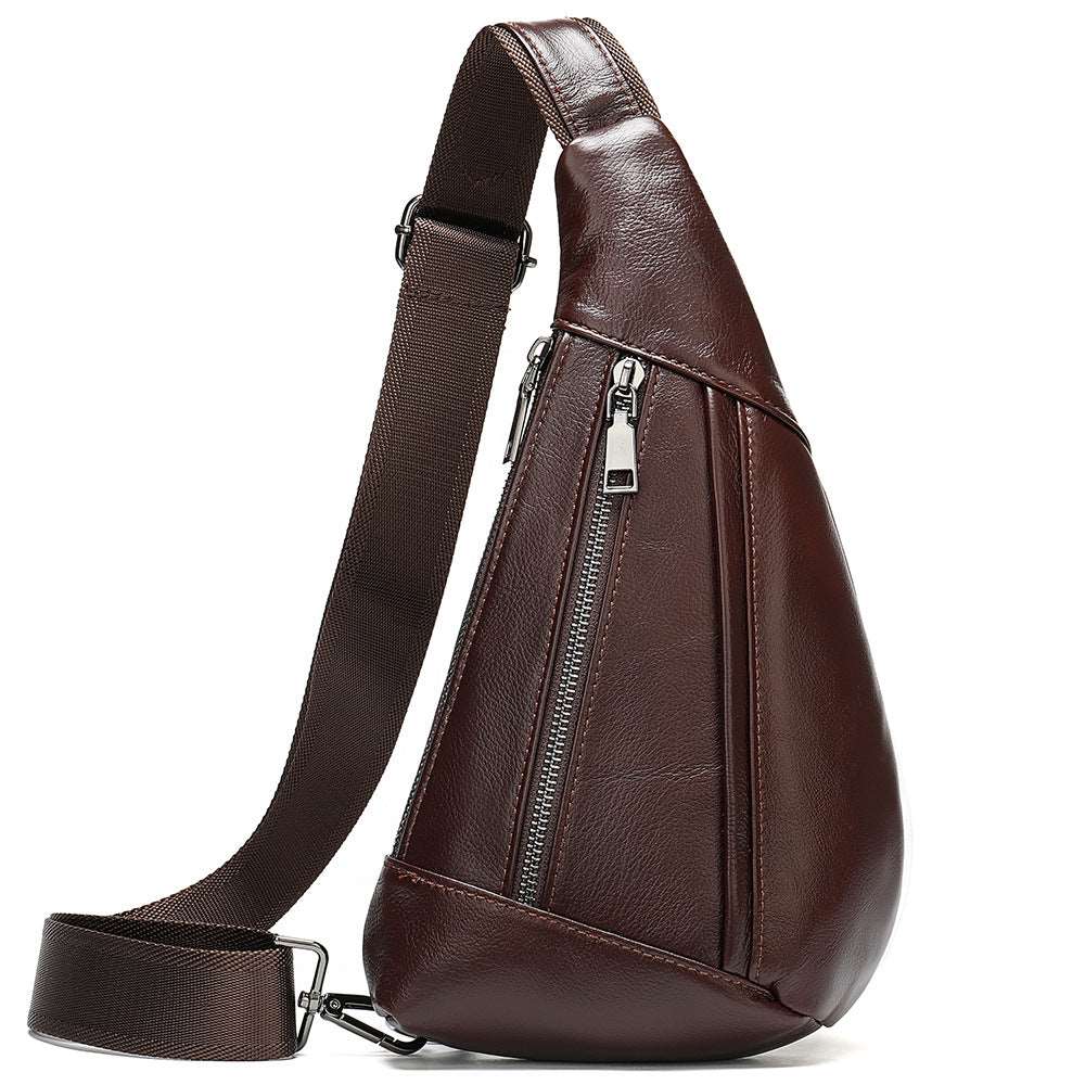 Men's Cowhide Leather Chest and Shoulder Bag  - By Qivii